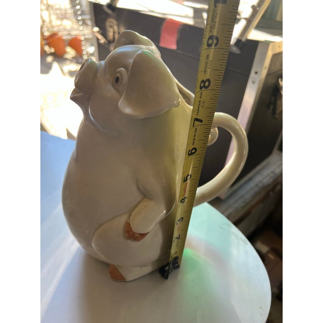 Ceramic 1970s Fits and Floyd White Ceramic Piggy Pitcher For Sale - Image 7 of 9