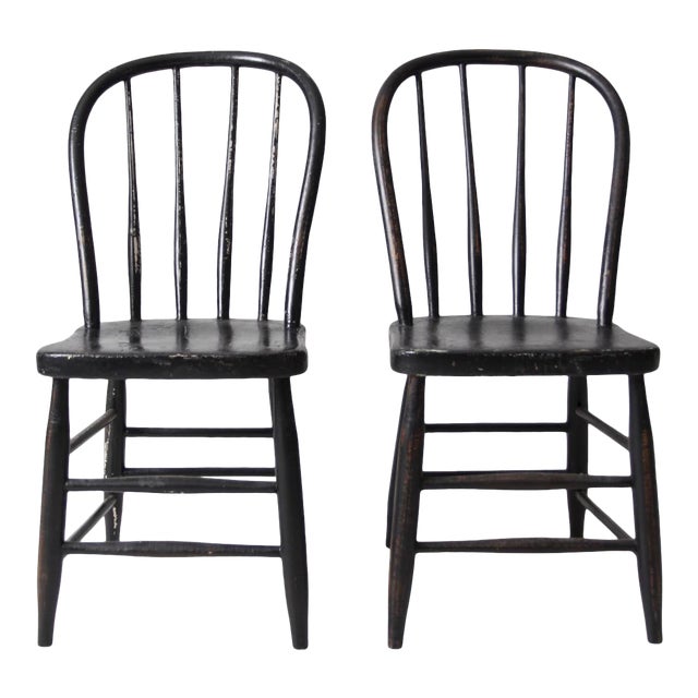Vintage Black Spindle Back Chairs A Pair Chairish