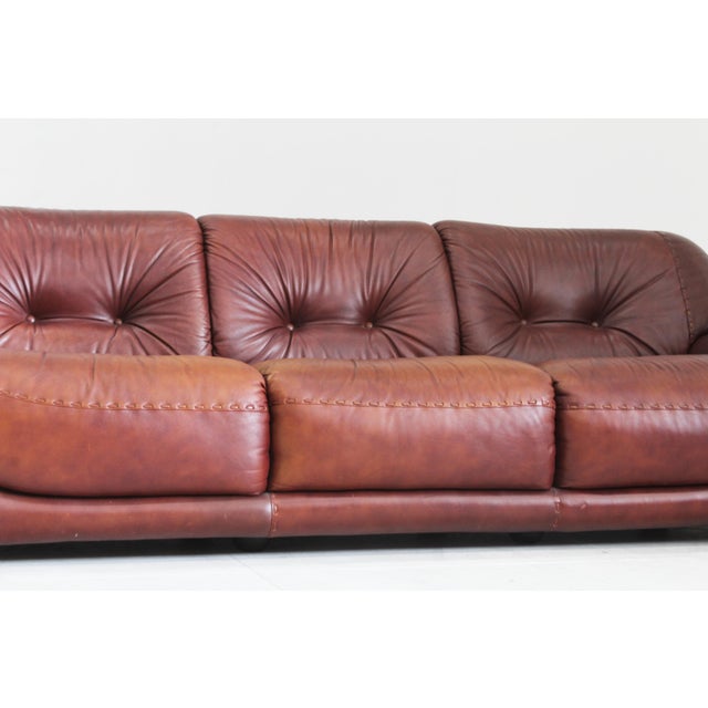 Brown Vintage Italian Sapporo Sofa in Leather from Mobil Girgi, 1970s For Sale - Image 8 of 9