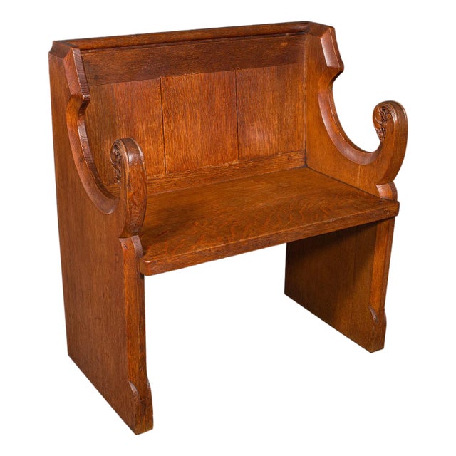 Antique Hall Settle, Scottish Oak Seat & a Half Bench, Gothic Revival, Victorian For Sale