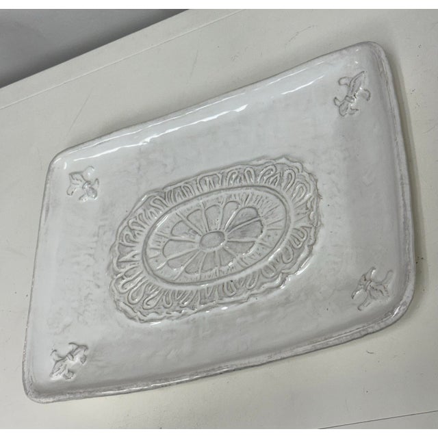 Design Plus Gallery presents a Rectangular Ceramic Platter by Arte Italica. The platter displays a raised oval floral...