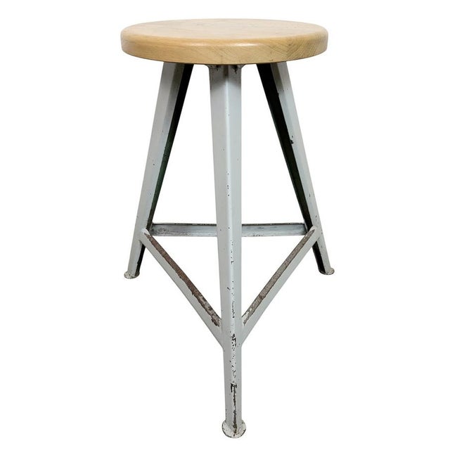 Industrial Grey Workshop Stool, 1960s For Sale - Image 16 of 16