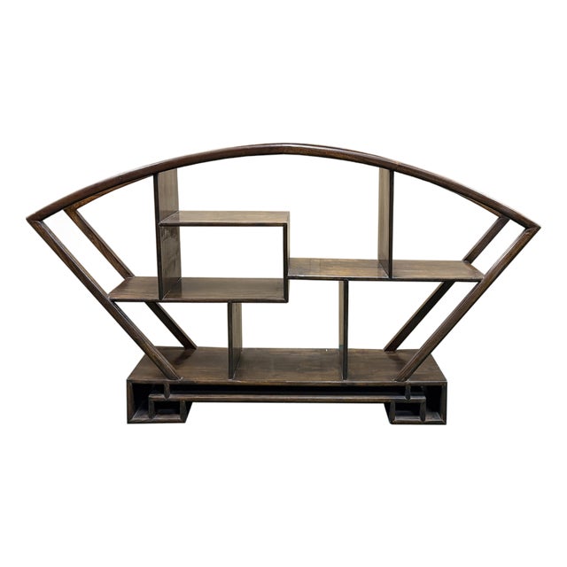 Large Size Chinese Dark Brown Fan Shape Display Curio Stand Easel For Sale