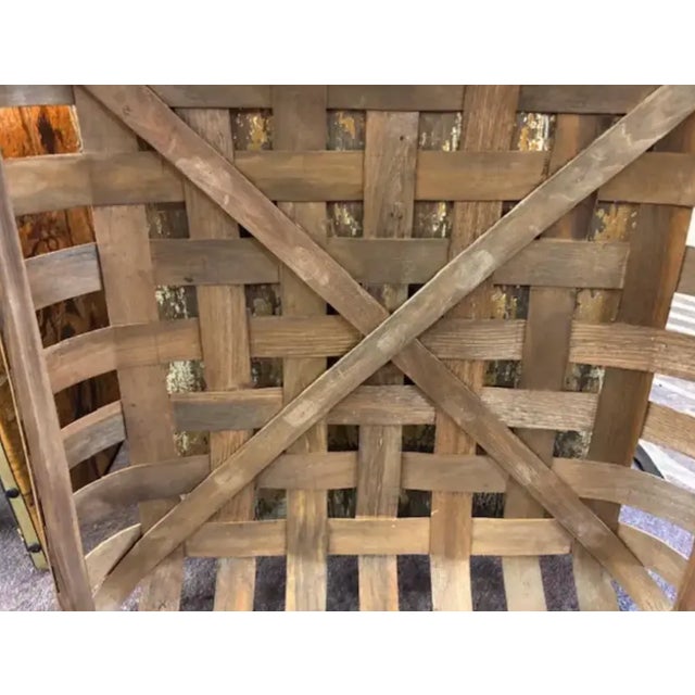Mid 20th Century Old Wood Tobacco Basket - Wall Hanging, Decorative Object For Sale - Image 5 of 6