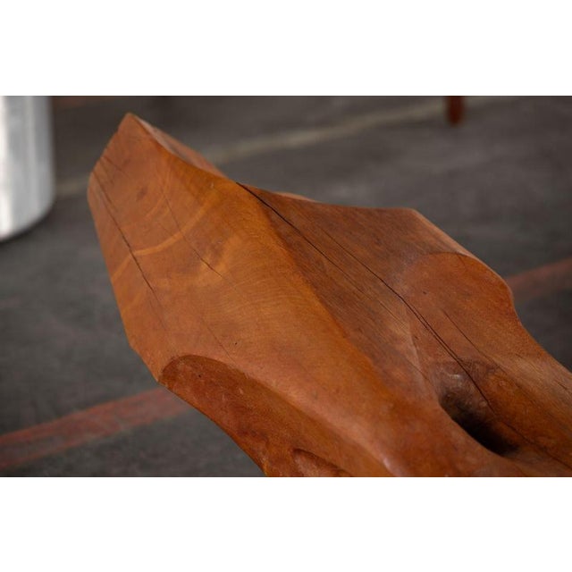 Organic Abstract Iroko Sculpture on Travertine Base, 1960s For Sale - Image 3 of 18