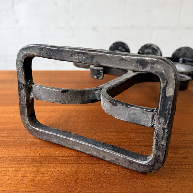 Metal Vintage Bertil Vallien for Boda Smide Cast Iron Candelabra Candle Holder, Sweden 1960s For Sale - Image 7 of 8