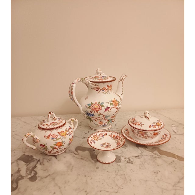 Antique French Porcelain Tea andCoffee Set Minton 252 Pattern by Sarreguemines, 1900, Set of 4 For Sale - Image 16 of 16