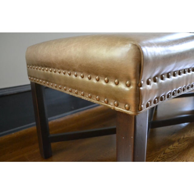 Animal Skin Baker Style Trestle Bench in Leather For Sale - Image 7 of 7