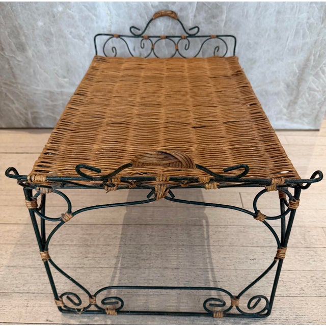 1980s Rattan & Verdigris Bed Tray For Sale - Image 5 of 6