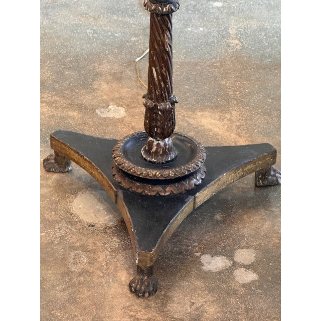 1950s Painted Floor Lamp With Tole-Style Shade and Carved Paw-Foot Base For Sale - Image 11 of 11