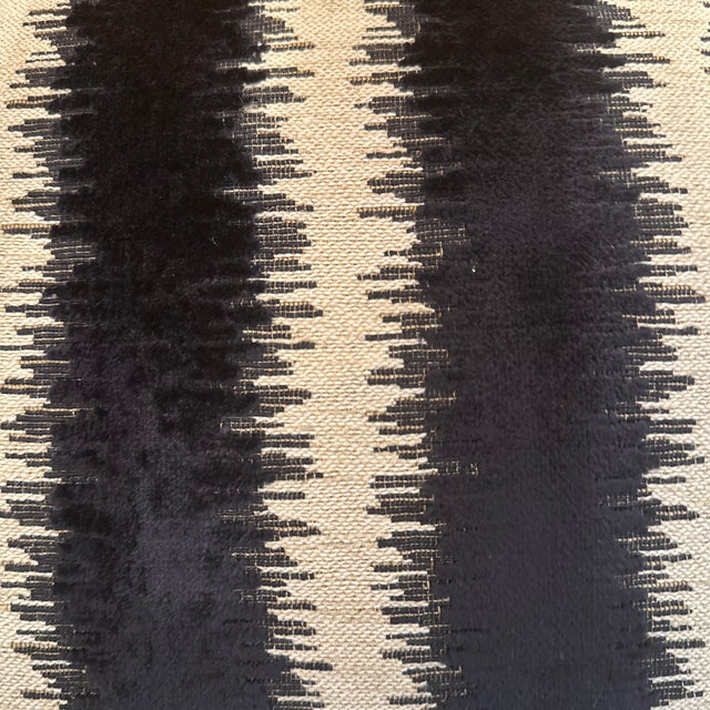 Handcrafted decorative pillow case, navy and cream stripe with a solid natural linen back. Invisible zipper, 14”X20”....