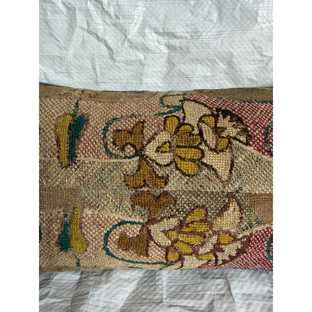 17th Century Italian Florentine Wool & Silk Botanical Tapestry Pillow For Sale - Image 4 of 7