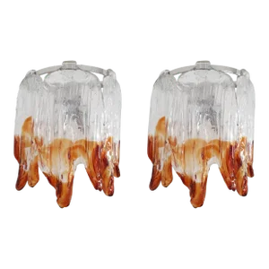 Mid 20th Century Fiamme Sconces by Mazzega - a Pair
