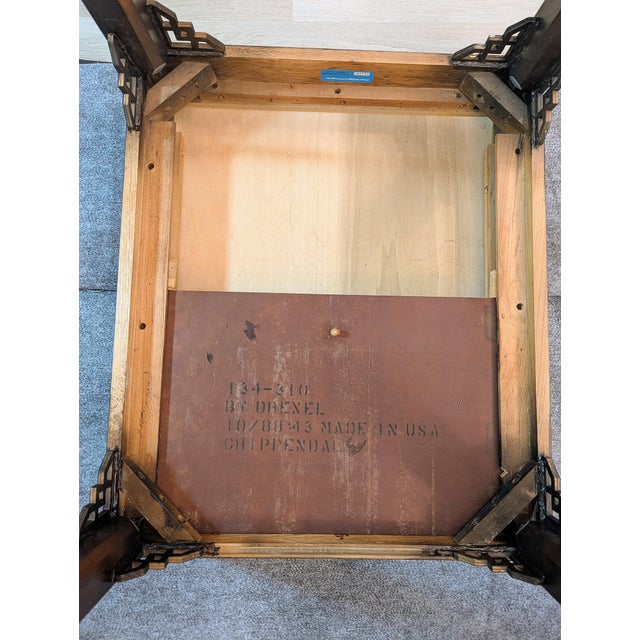 Drexel Heritage Chinese Chippendale Banded Mahogany Side Tables, Pair For Sale - Image 15 of 15