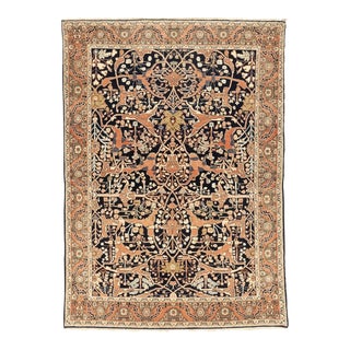 Vintage Hand-Knotted Turkish Wool on Silk Rug. 7'5"x 5'4" For Sale