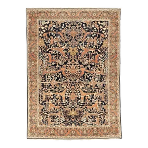 Vintage Hand-Knotted Turkish Wool on Silk Rug. 7'5"x 5'4"