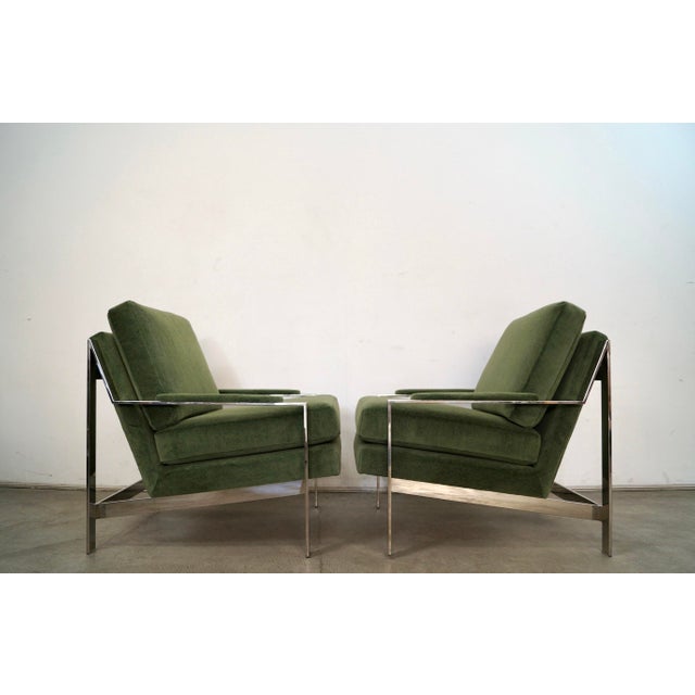 Cy Mann Milo Baughman Style Lounge Chairs in Mohair - A Pair For Sale - Image 4 of 12