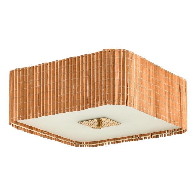 Ceiling Lamp in Brass and Glass by Paavo Tynell, 1940s For Sale