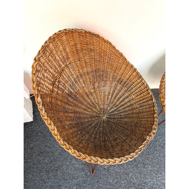 Mid-Century Modern Mid-Century Modern Pair of Rattan Armchairs. France, 1950s For Sale - Image 3 of 13