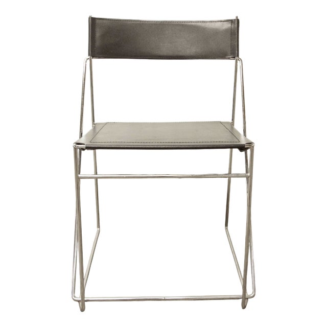 Minimalist X Line Chair attributed to Niels Jorgen Haugesen, 1970s For Sale