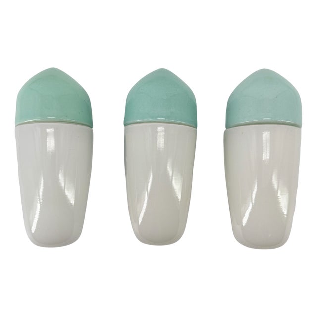 Ceramic Aqua Blue Green Wall Lamp by Wilhelm Wagenfeld for Lindner, 1958 For Sale