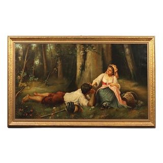 Rest on the Meadow, Oil on Canvas, 20th Century For Sale