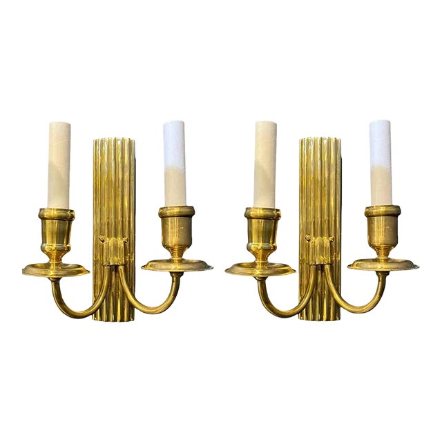 1930's French Gilt Bronze Small Sconces - a Pair For Sale