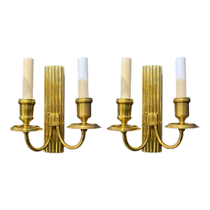 1930's French Gilt Bronze Small Sconces - a Pair