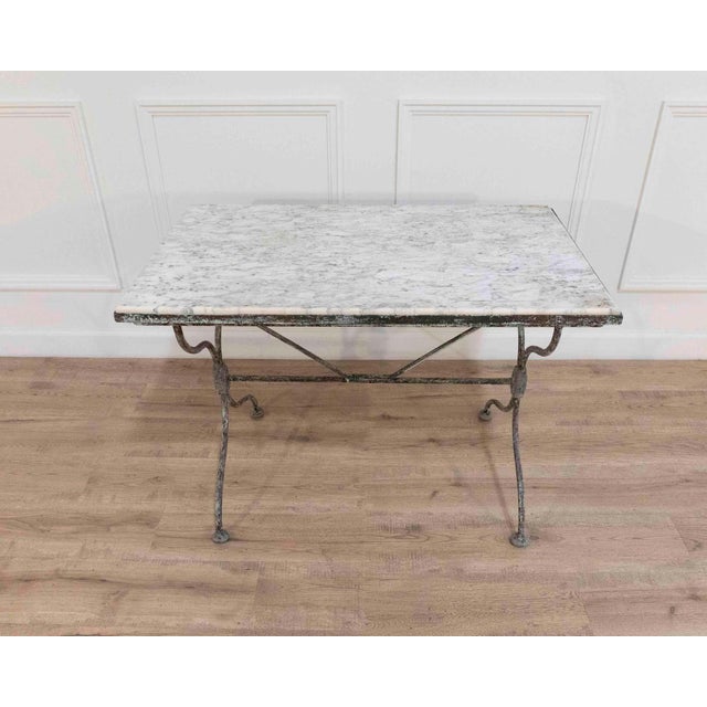 Neoclassical 19th Century French Wrought Iron Table with Marble Top, Signed Emile Paul For Sale - Image 3 of 8