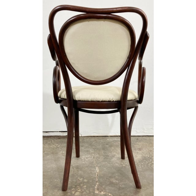 Antique Bentwood Arm Chairs With Leather Seats, Set of 4 For Sale - Image 10 of 12