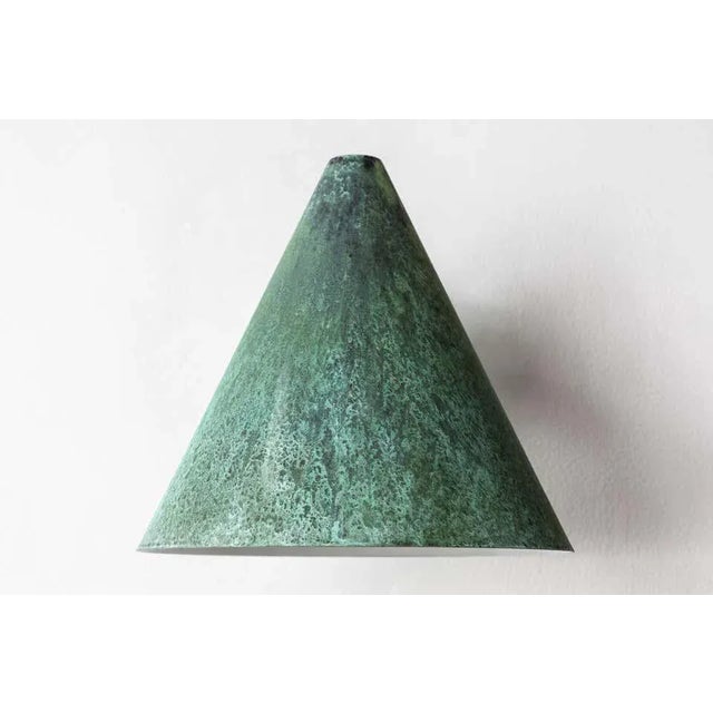 Metal Hans-Agne Jakobsson 'Tratten' Verdigris Patinated Outdoor Sconces - a Pair For Sale - Image 7 of 12
