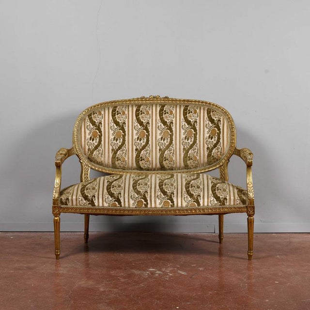 Napoleon III Style Two-Seater Golden Sofa For Sale - Image 9 of 9