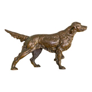 Bronze Hunting Dog Sculpture English Springer Spaniel or Irish Setter For Sale