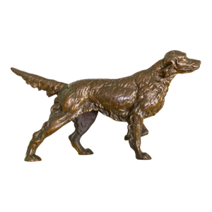 Bronze Hunting Dog Sculpture English Springer Spaniel or Irish Setter