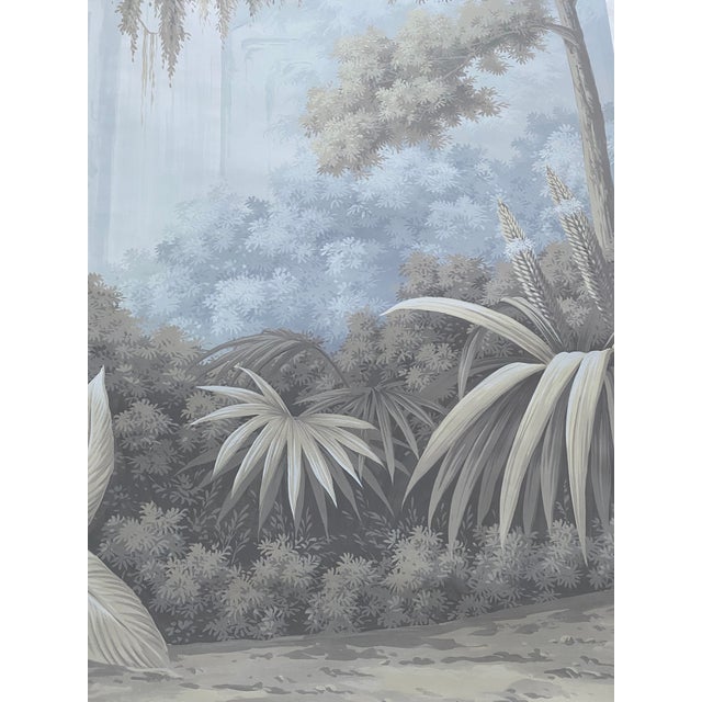 Chinese 36" * H96" * 3ps,Hand-Painted Retro Tropical Landscape Mural Wallpaper, Made-to-Measure Custom Sizing For Sale - Image 3 of 7