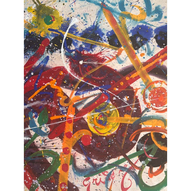 Mid-Century Modern Hendrik Grise Signed Original Abstract Expressionist Vintage 1970s Painting For Sale - Image 3 of 5