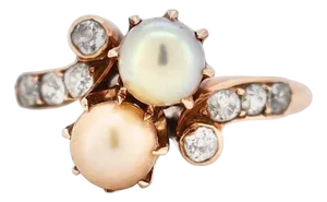 Belle Époque Toi Et Moi Pearl Ring - Antique 1900s, Size 7