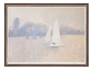 Bernard Myers, Dingy Sailing on the Thames, 1990s, Oil Pastel on Paper
