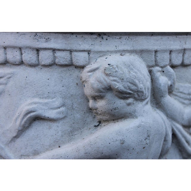 Sculpture Materials Classical Style Cherub Relief Cast Stone Garden Planter For Sale - Image 7 of 16