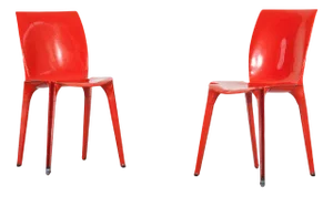 Red Lamda Chairs in Stamped Red Lacquered Steel by Marco Zanuso & Richard Sapper for Gavina, 1959, Set of 2