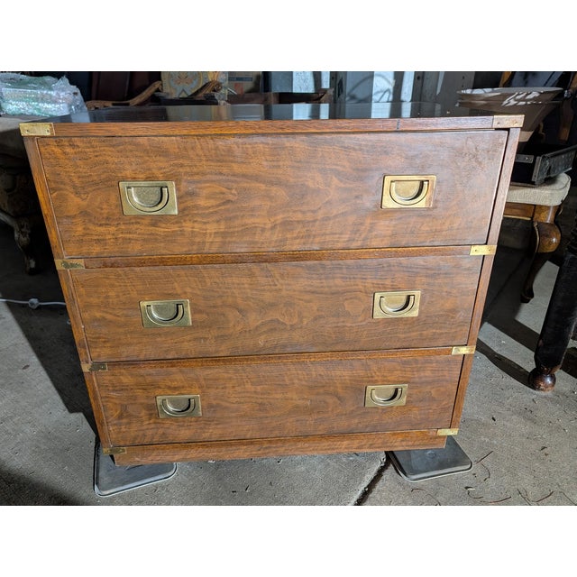 Brown Vintage Drexel Brigade Collection Campaign Chest of Drawers For Sale - Image 8 of 10