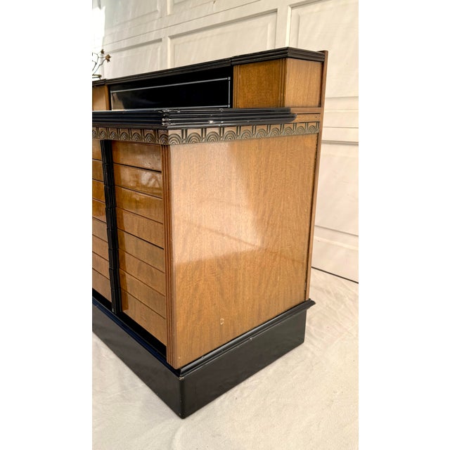Wood Vintage Art Deco American Cabinet Co. Steel Office Cabinet With Porcelain Enamel Top For Sale - Image 7 of 18