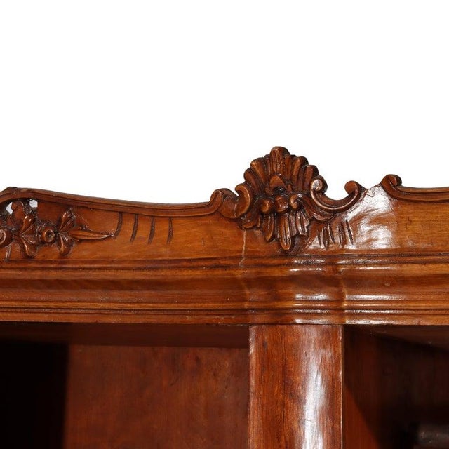 Monumental Antique French Carved Kingwood & Marquetry Four Door Armoire C1890 For Sale - Image 11 of 18