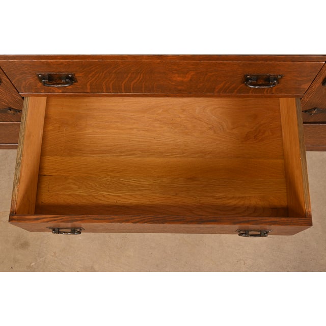 L. & J. G. Stickley Antique Mission Oak Arts & Crafts Strap-Hinge Sideboard, Newly Refinished For Sale In South Bend - Image 6 of 12