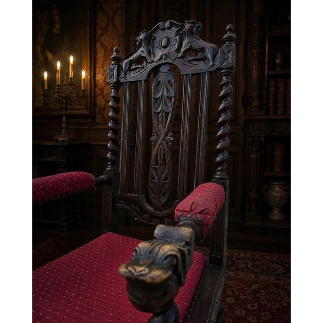 Victorian Jacobean Revival Carved Oak Dining Chairs, 1890s, Set of 6 For Sale - Image 10 of 18