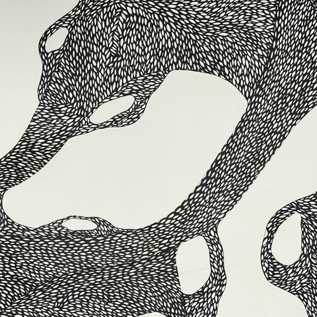 Abstract Amoeba Study by Gregorio Racadio, Signed (Ink On Paper). Detailed abstracted drawing of the interior of an...
