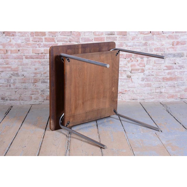 Bauhaus Table in Oak and Chrome attributed to Vichr a Spol, Czech, 1940s For Sale - Image 12 of 17