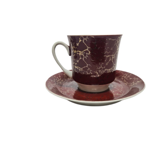 Red Vintage Polish Cup and Saucer from Wałbrzych Pottery, 1970s, Set of 2 For Sale - Image 8 of 13
