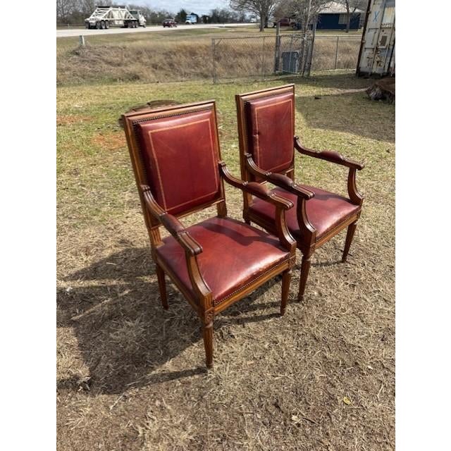 Large 19th Century Leather French Louis XVI Bergere or Armchair- A Pair For Sale - Image 16 of 16