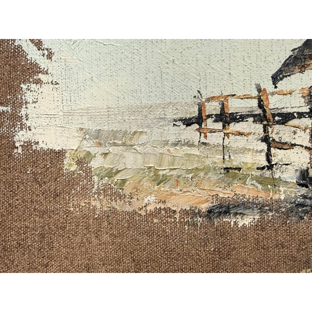 Brown Circa 1963 Vintage Artist Lace Framed Rustic Barn Painting For Sale - Image 8 of 12